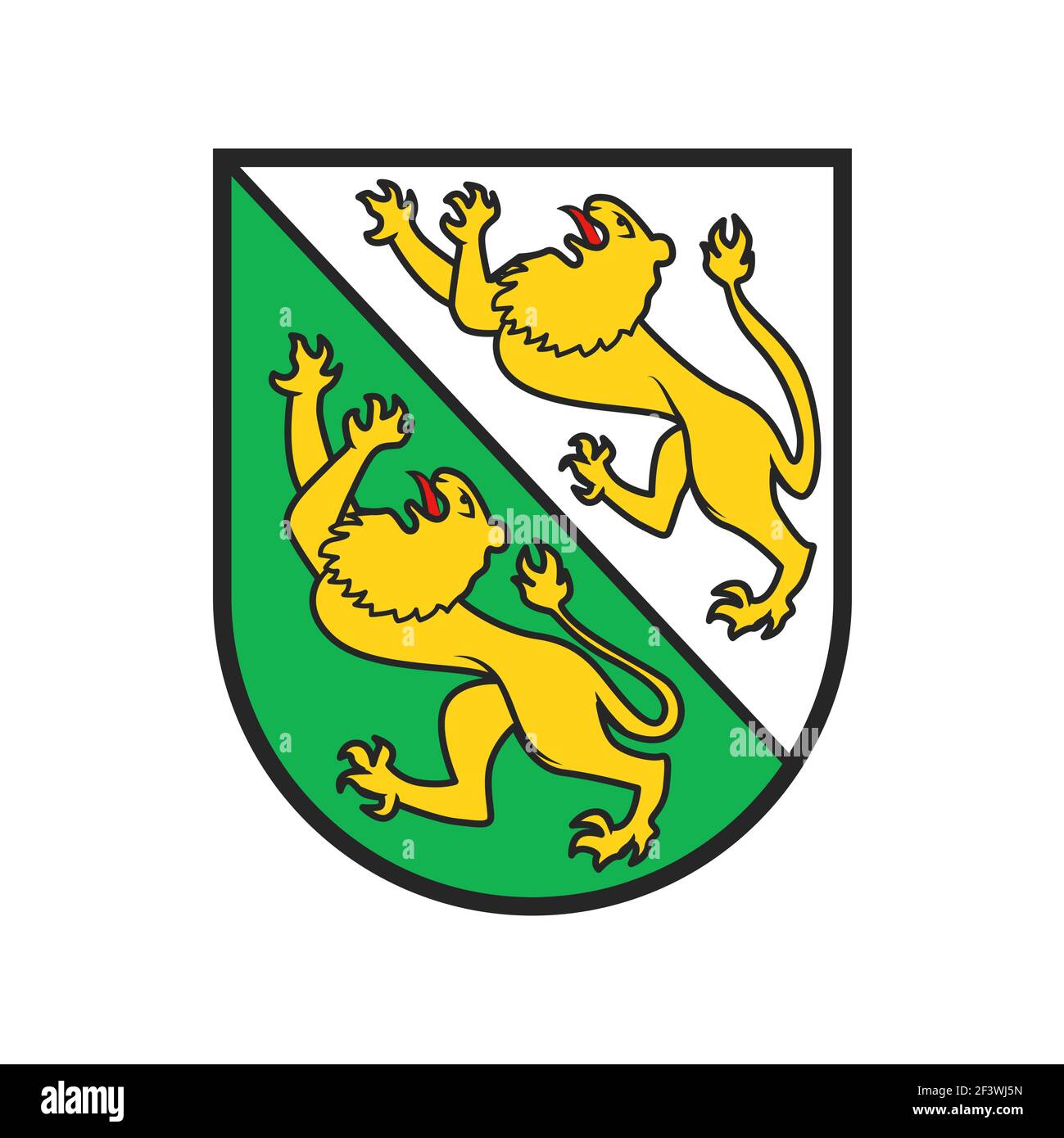 Schweizer Kanton Wappen, Schweiz Thurgau Emblem und heraldry Zeichen, Vektor. Schweizer Kantonsschild der Region Thurgau, Wappen-Flagge, Stock Vektor