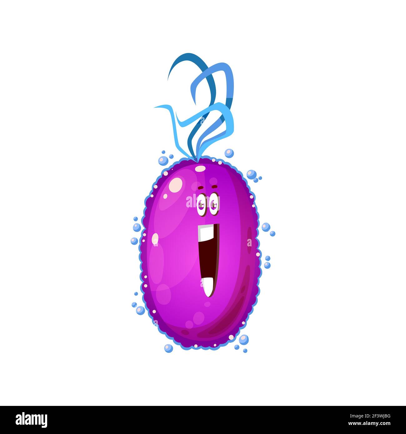 Virus Bakterien in Form von lila Tropfen mit Augen isoliert Cartoon Monster. Vektor menschliche oder tierische Mikrobe, Amöben Bakterien Mikroorganismus. Bakterielle in Stock Vektor