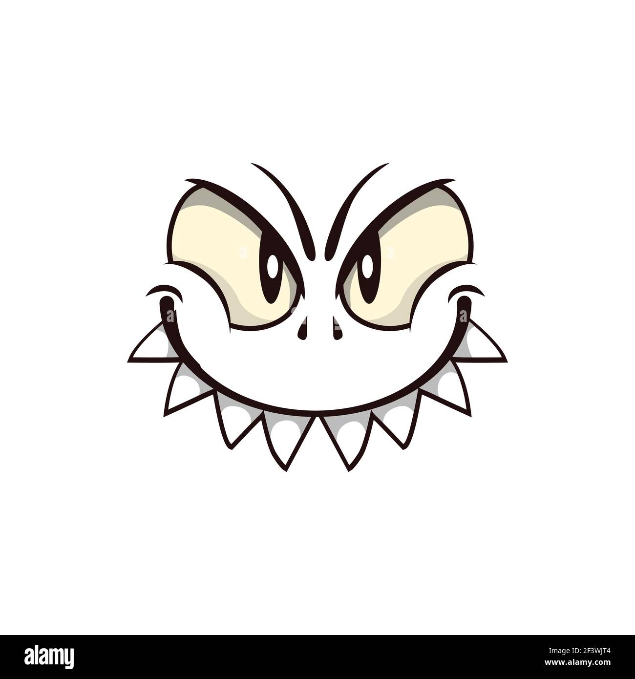 Monster Face Cartoon Vektor-Symbol, gruselige Kreatur Emotion mit  räuberischen Lächeln, geknickt böse Augen und toothy Mund. Halloween Geist,  fremd oder gruselig Stock-Vektorgrafik - Alamy