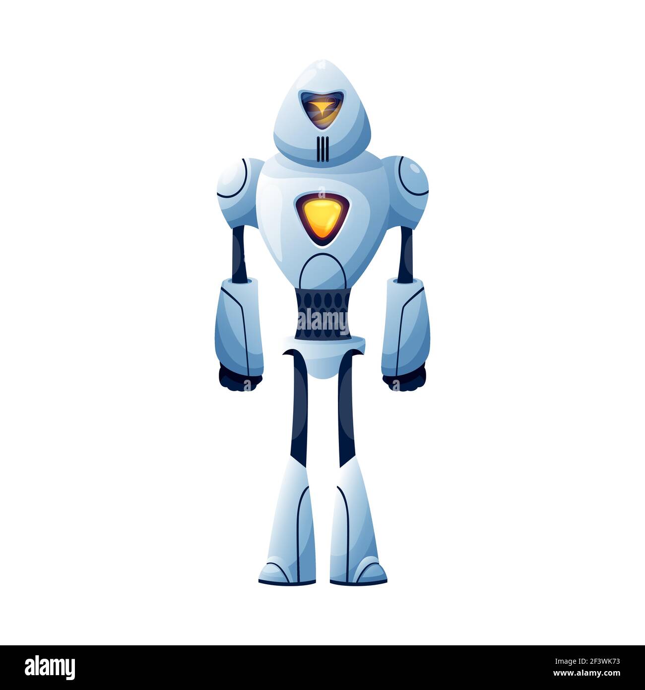 Sci-Fi Droid isoliert Roboter Cyberpunk mit Armen und Beinen. Vector Hi-Tech-Technologien Innovationen Maschinenhelfer, volle Länge. Kinder Spielzeug, künstliche au Stock Vektor