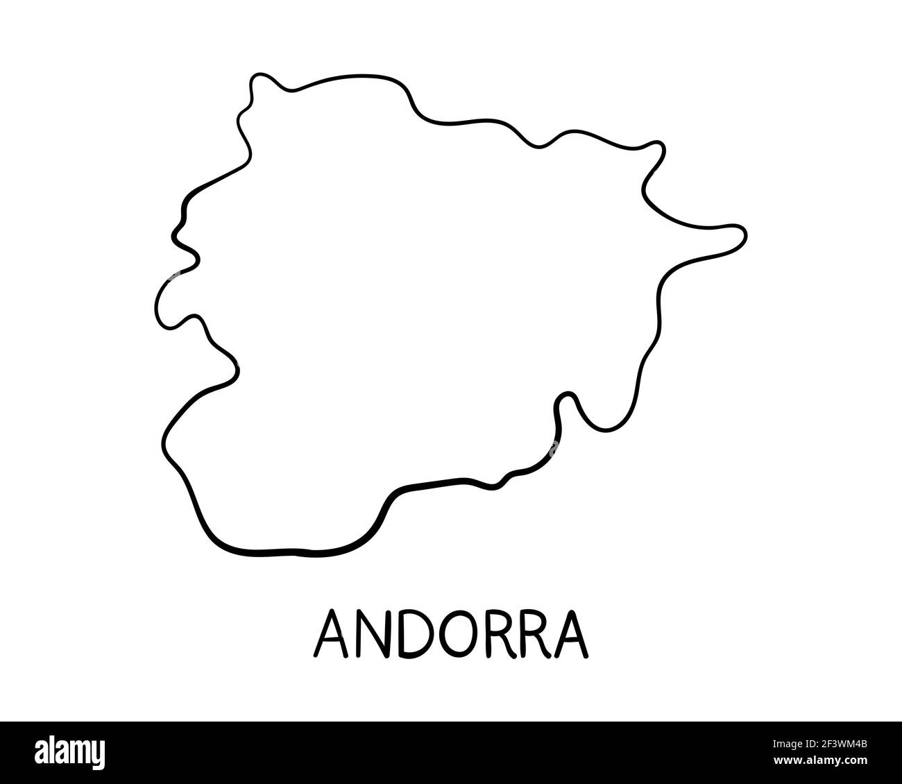 Handgezeichnete Andorra Kartendarstellung Stockfoto