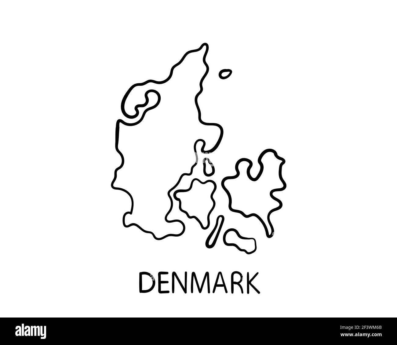 Handgezeichnete Dänemark Kartendarstellung Stockfoto