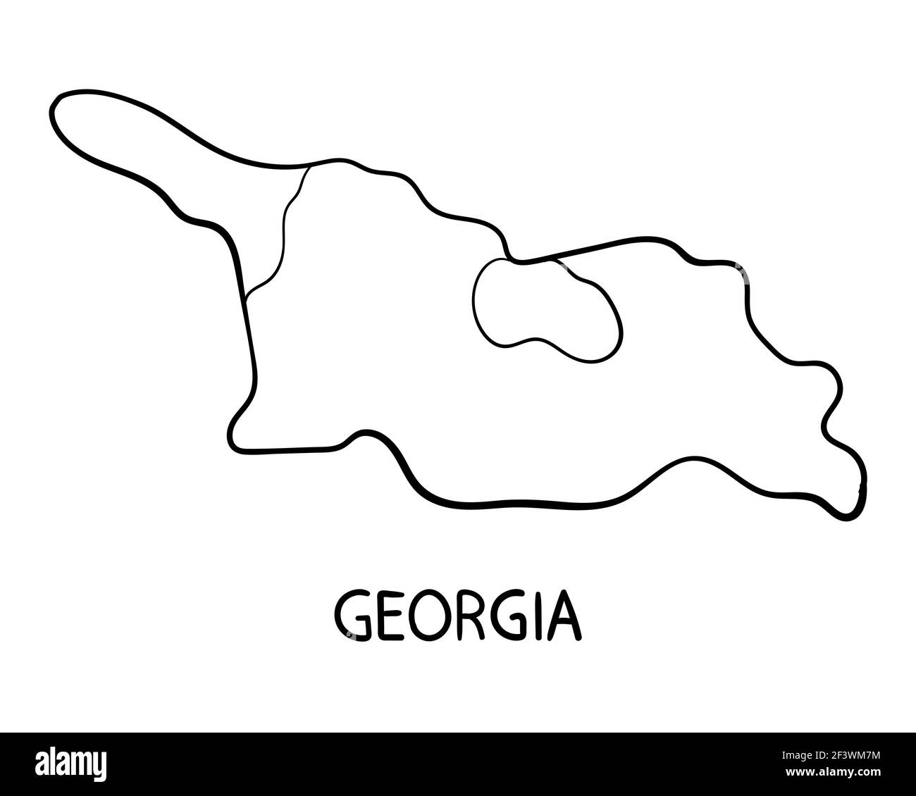 Handgezeichnete Georgia Kartendarstellung Stockfoto