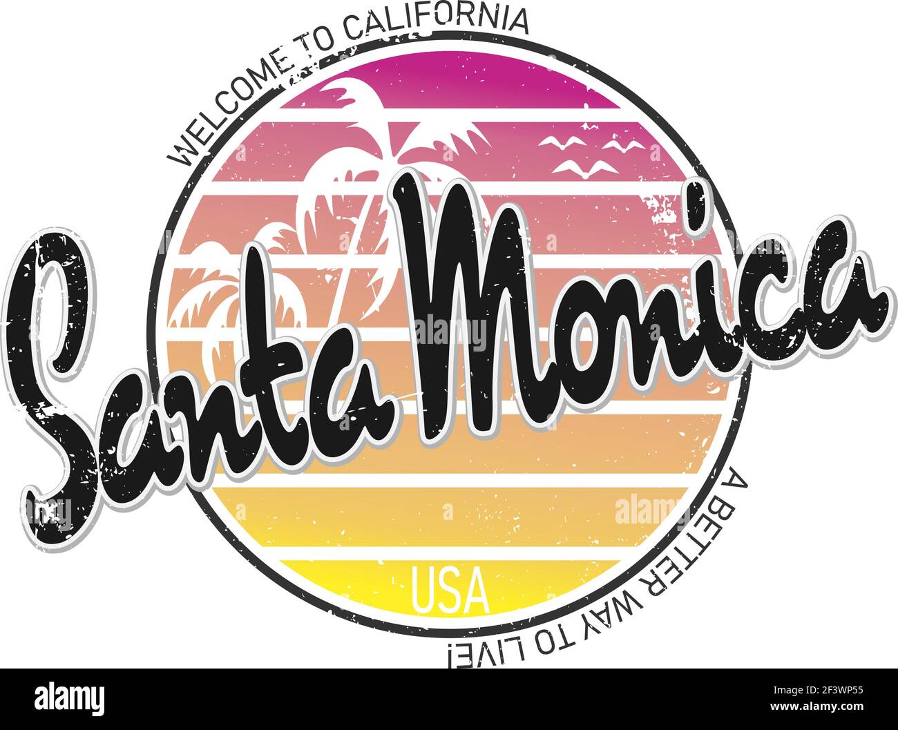 Santa Monica Sport Strand Typografie, T-Shirt Grafiken, Vektoren Stock Vektor