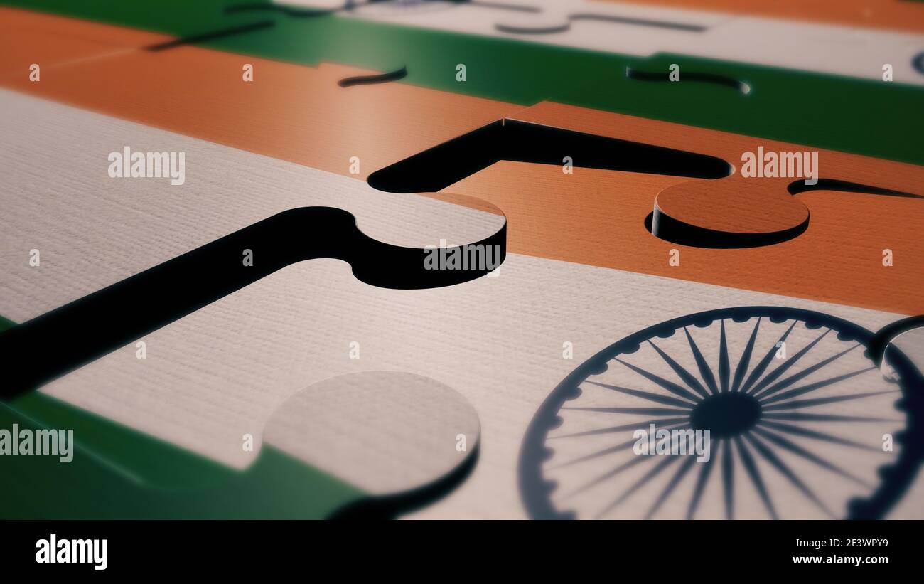 Indien Puzzle Flagge 3D Rendern Stockfoto