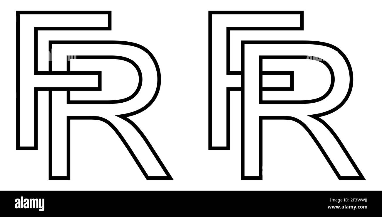 Logo Zeichen fr und rf Symbol Zeichen interlaced Buchstaben r, F Vektor Logo rf, fr erste Großbuchstaben Muster Alphabet r f Stock Vektor