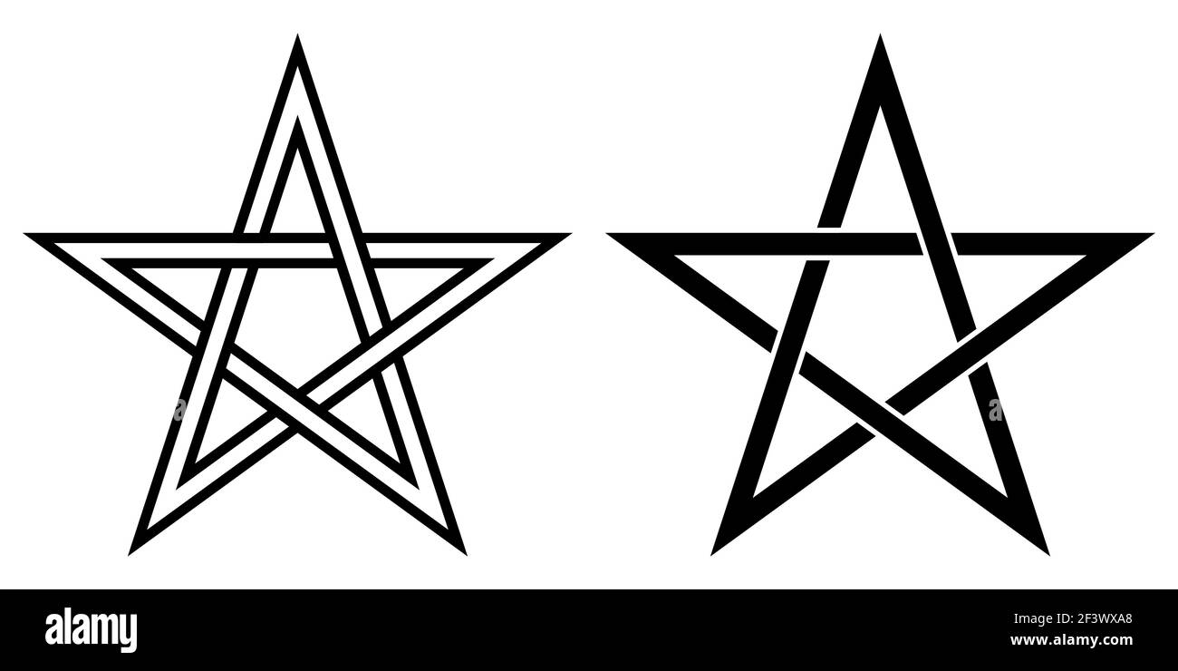 Pentakel transparent, fünfeckigen Stern, Vektor Zeichen der Magie, esoterische oder magische Symbol Okkultismus und Hexerei Stock Vektor