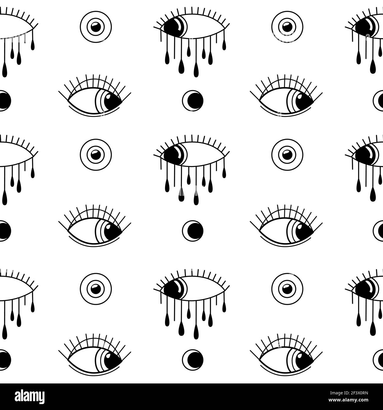 Böses Auge. Schwarzes Symbol auf weißem Hintergrund. Magisches Muster. Magischer Esoterik-Druck. Witchcraft Kollektion. Vektorgrafik. Stock Vektor