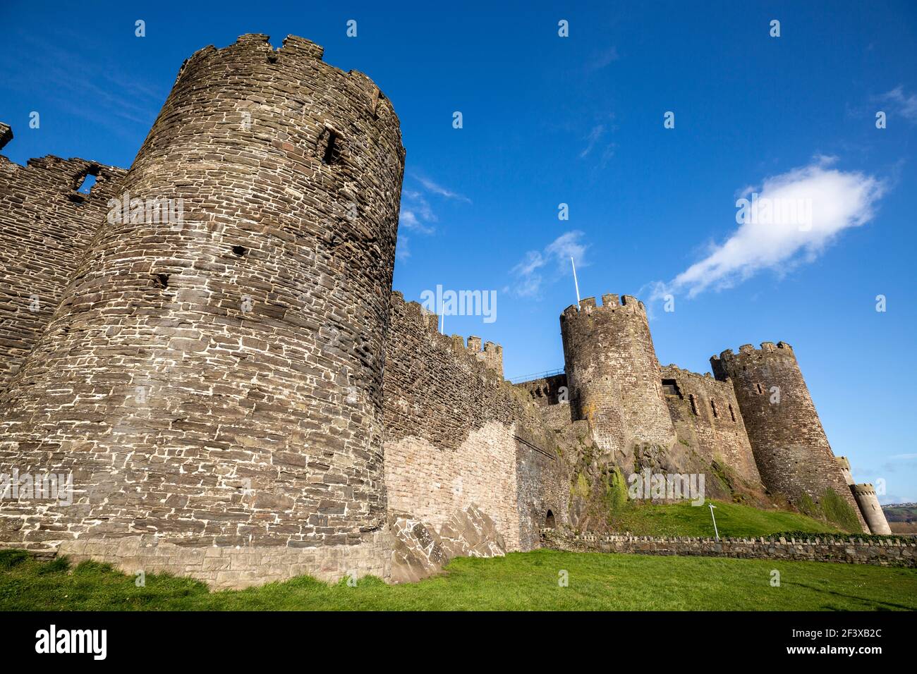 Die mittelalterliche Festungsmauer von Conwy Castle, Wales Stockfoto