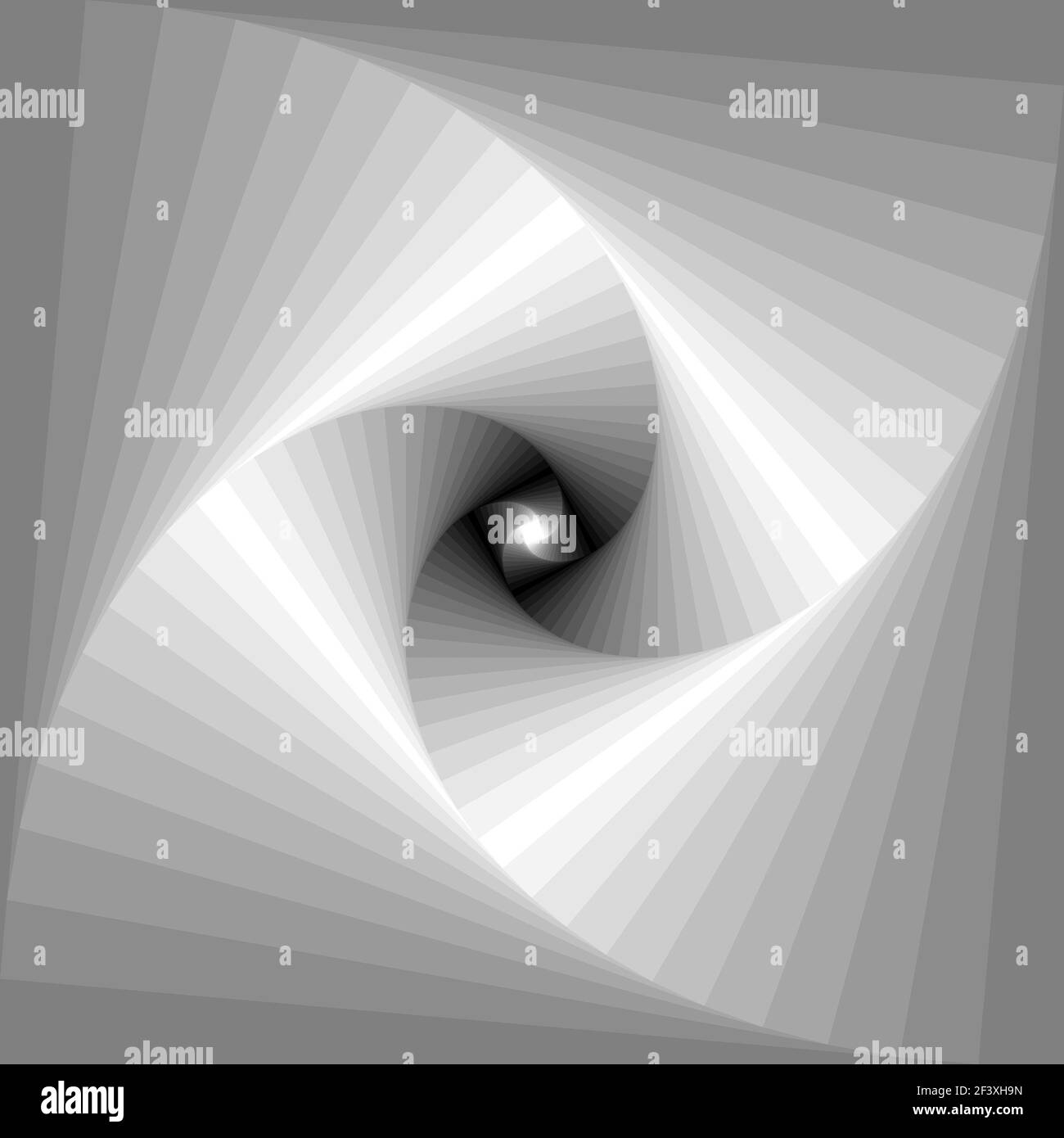 Monochrom wirbelnde spiralförmige Quadrate - digitale Illustration Stockfoto