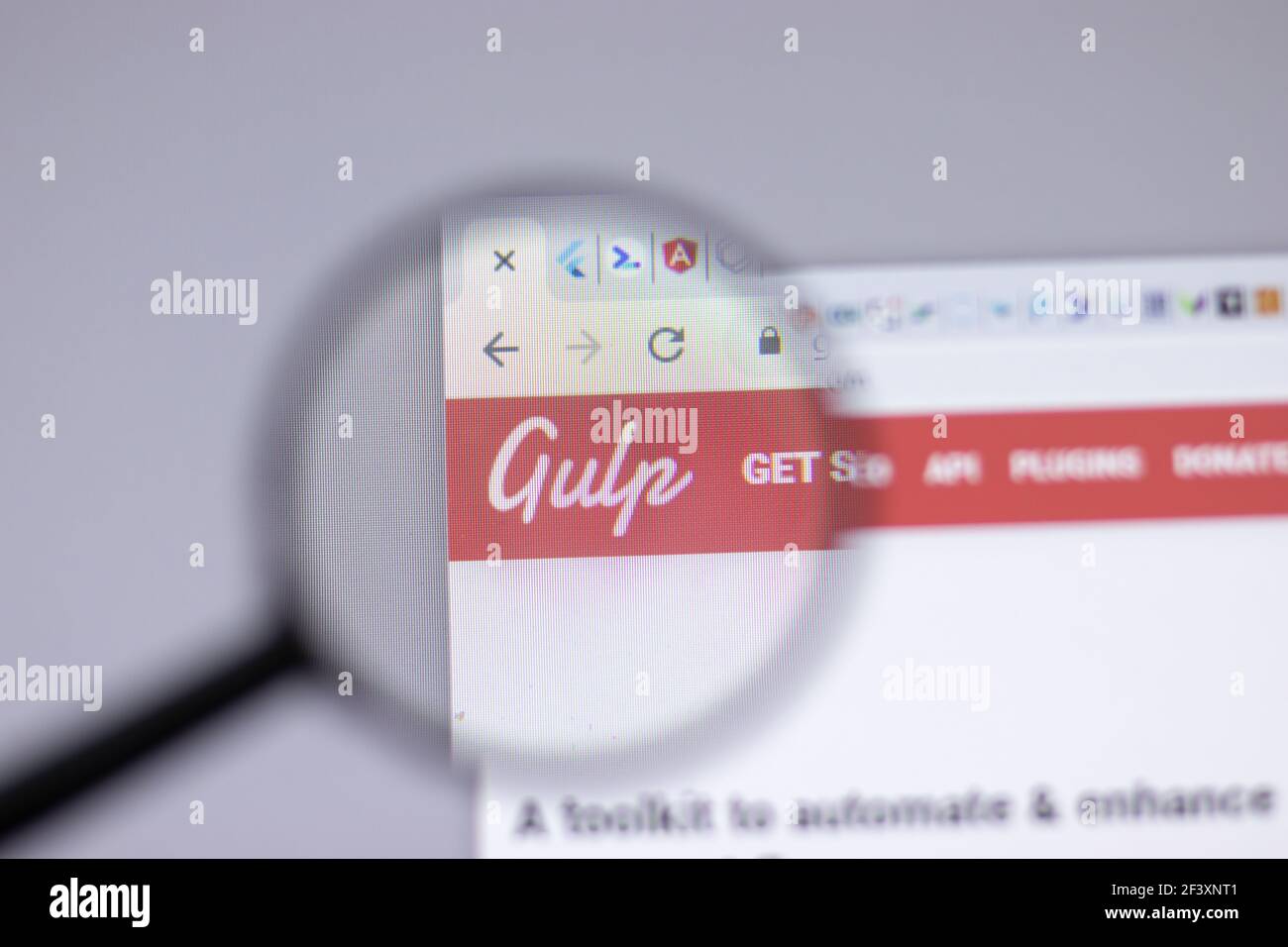 New York, USA - 18. März 2021: Gulp gulpjs.com Firmenlogo-Symbol auf Website, illustrative Editorial Stockfoto