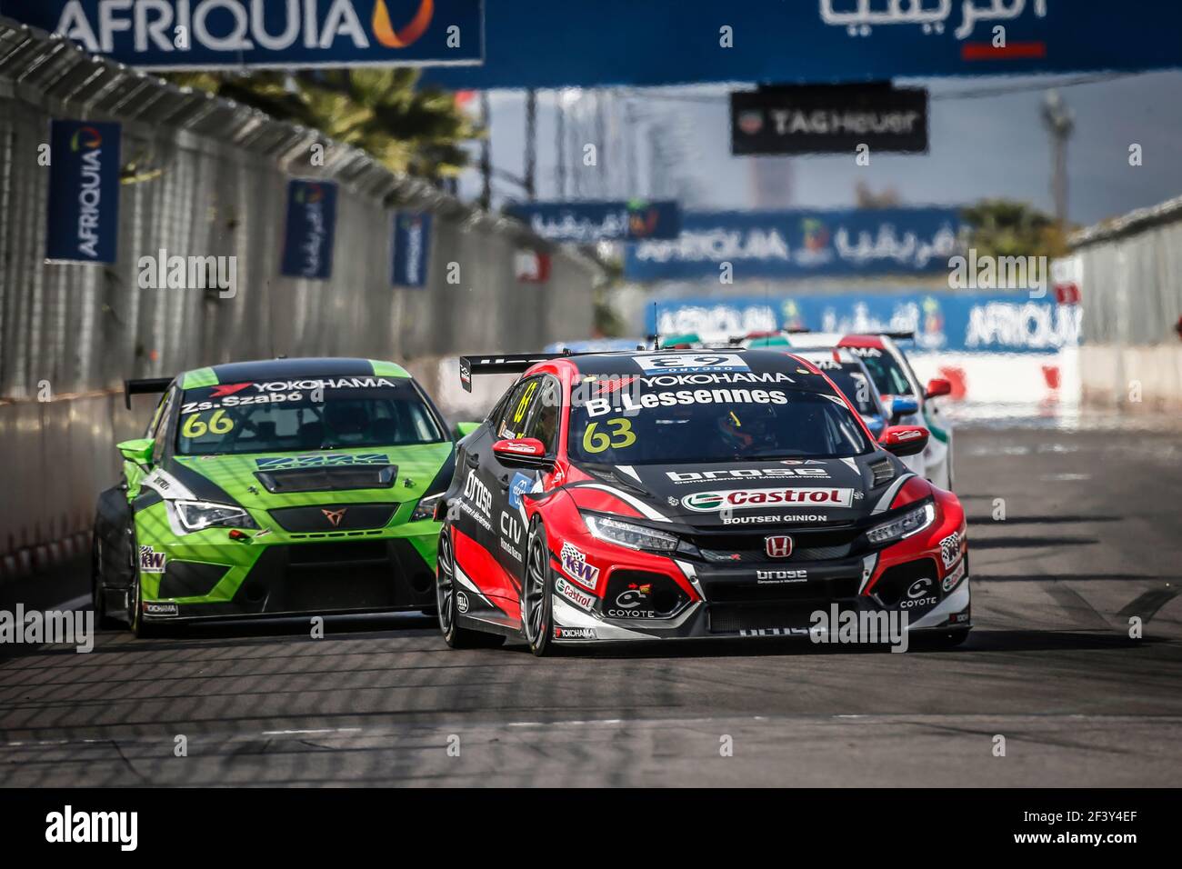 63 LESSENNES Benjamin (Bel), Boutsen Ginion Racing, Honda Civic TCR, Aktion während des FIA WTCR World Touring Car Cup Race 7 in Marokko in Marrakesch, vom 8. Bis 2018. April - Foto Francois Flamand / DPPI Stockfoto