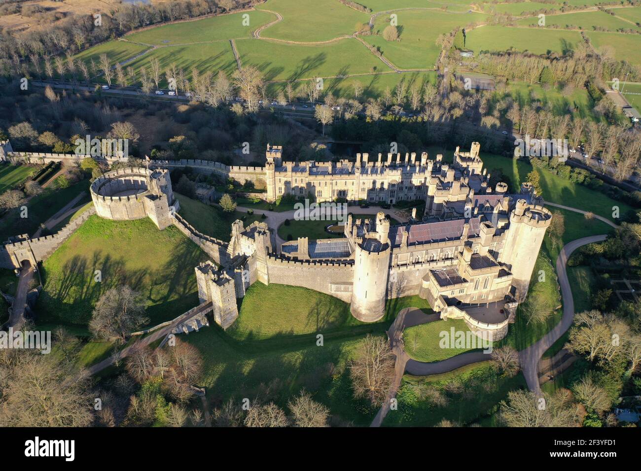 Luftaufnahme von Arundel Castle Stockfoto