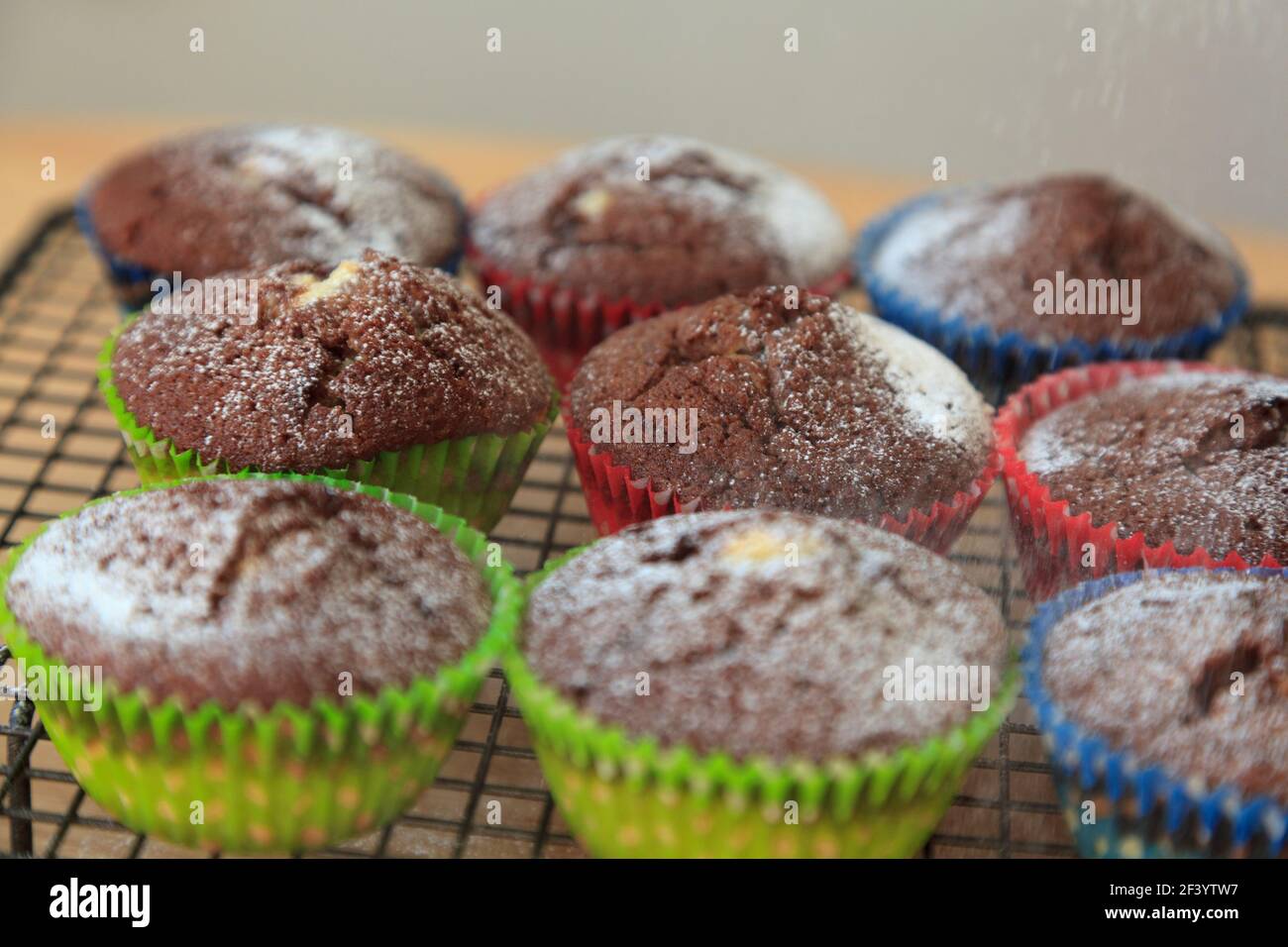 Hausgemachte Cupcakes aus Schokolade Stockfoto