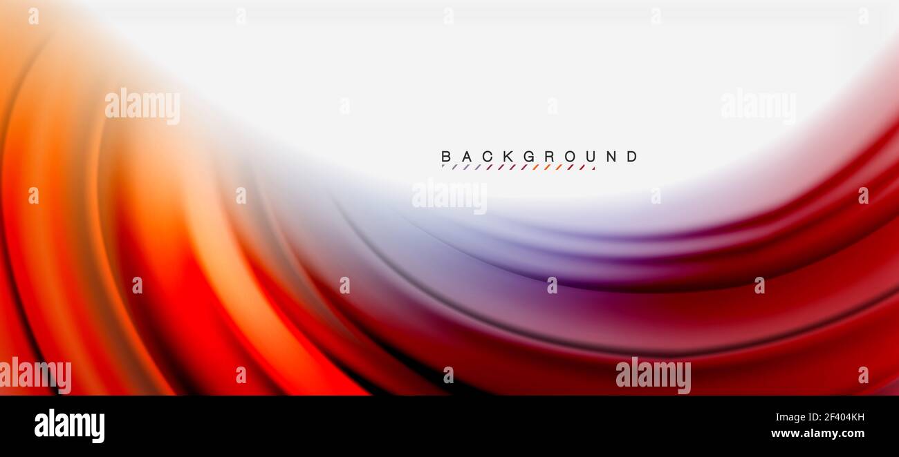 Verschwommene fließende Farben Hintergrund, abstrakte Wellen Linien, Vektor-Illustration. Verschwommene fließende Farben Hintergrund, abstrakte Wellen Linien, Mischen von Farben mit Lichteffekten auf hellen Hintergrund. Vektor künstlerische Illustration für Präsentation, App Wallpaper, Banner oder Plakate Stockfoto
