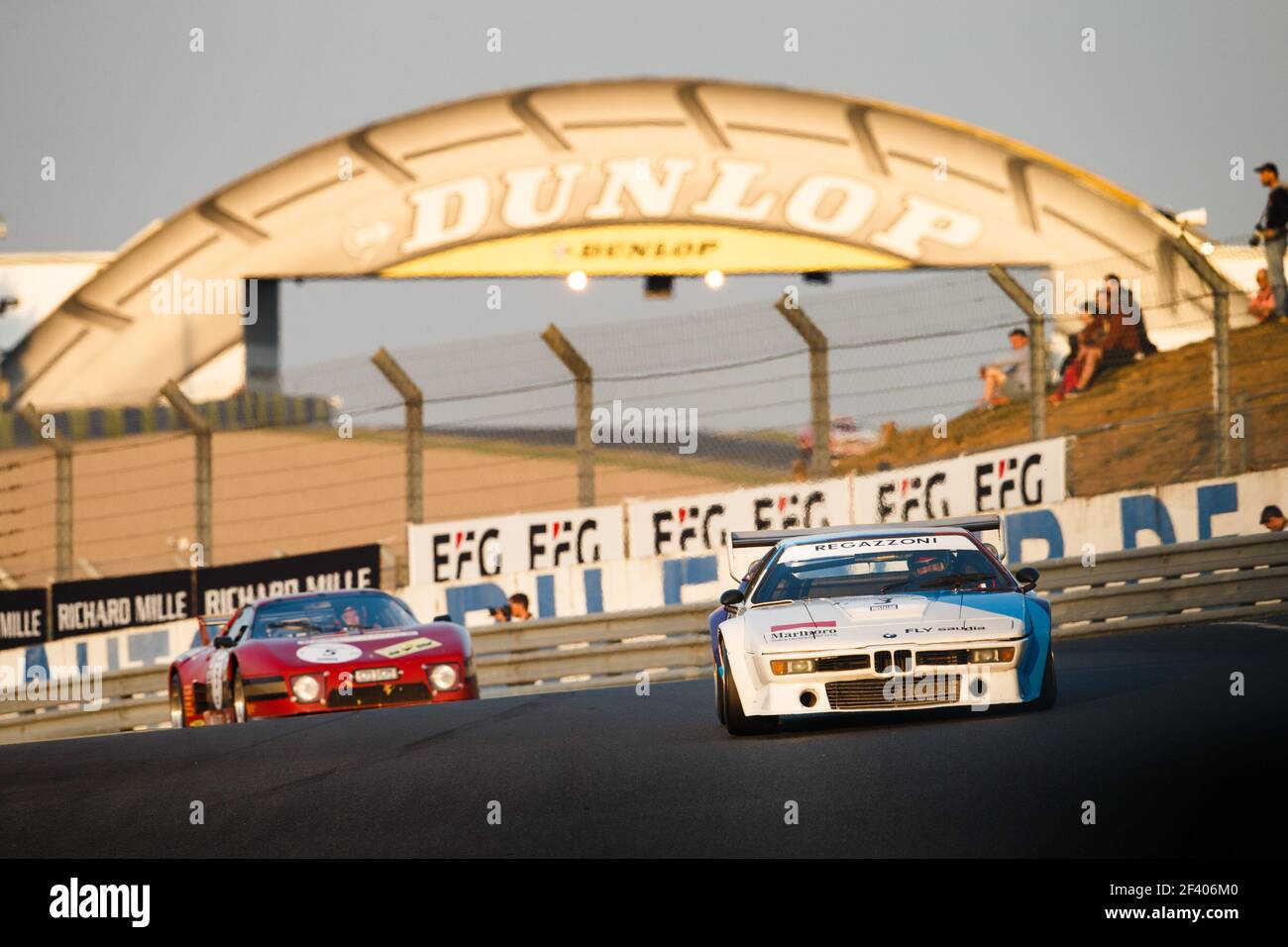 03 HINDERER (che) / HINDERER (deu) / ARNOUX (Fra), BMW M1 Procar 1979, 05 RITTWEGER (deu) / HANCOCK (gbr), Ferrari 512 BB LM 1979, Aktion während der Le Mans Classic 2018, Frankreich vom 6. Bis 8. Juli in Le Mans - Foto Antonin Vincent / DPPI Stockfoto