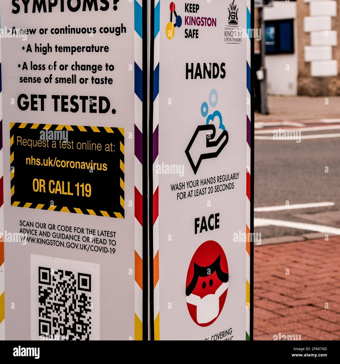 London, Großbritannien, März 18 2021, Public Covid-19 Coronavirus Information and Health Safety Notice Stockfoto