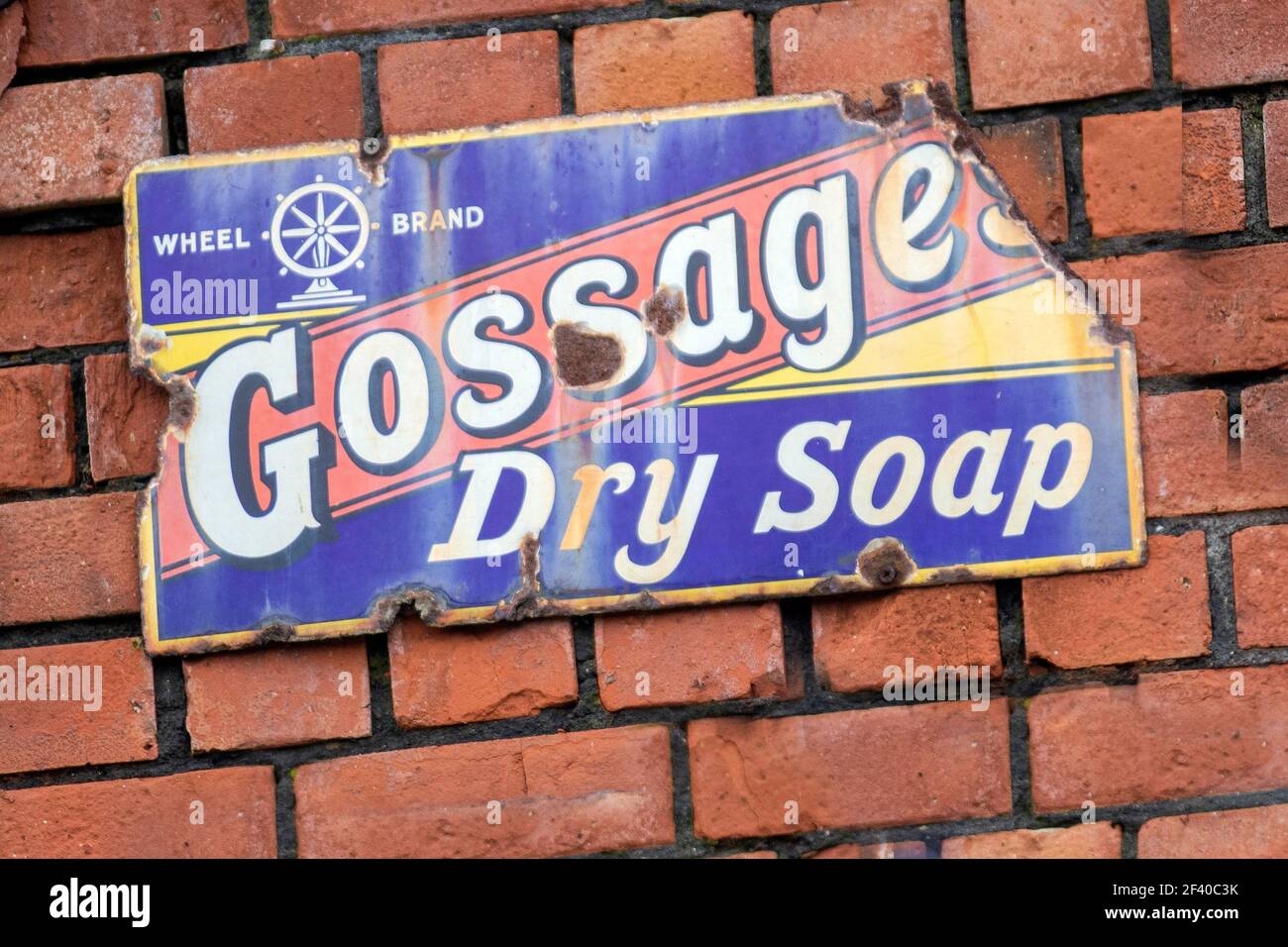 Werbung Gossage Dry Soap 1900 Metall-Werbeschild Stockfoto