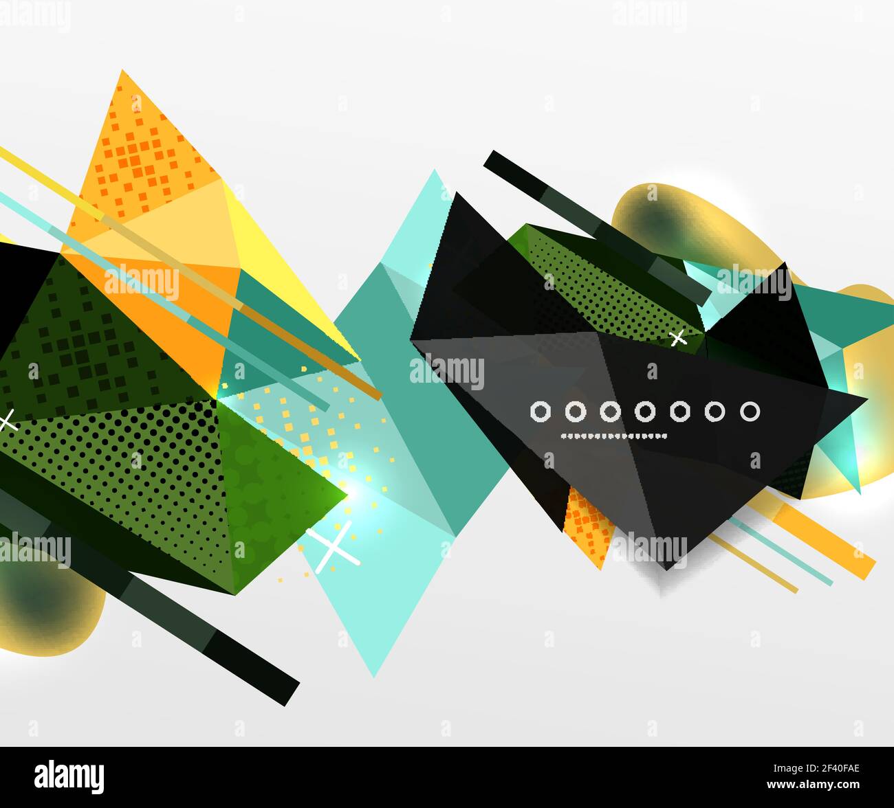 Abstrakter geometrischer Hintergrund, polygonale Dreieckselemente, Linien und Materialtexturen, holografische Elemente. Abstrakter geometrischer Hintergrund, polygonale Dreieckselemente, Linien und Materialtexturen, holografische Elemente. Vektor moderne abstrakte Vorlage Stock Vektor