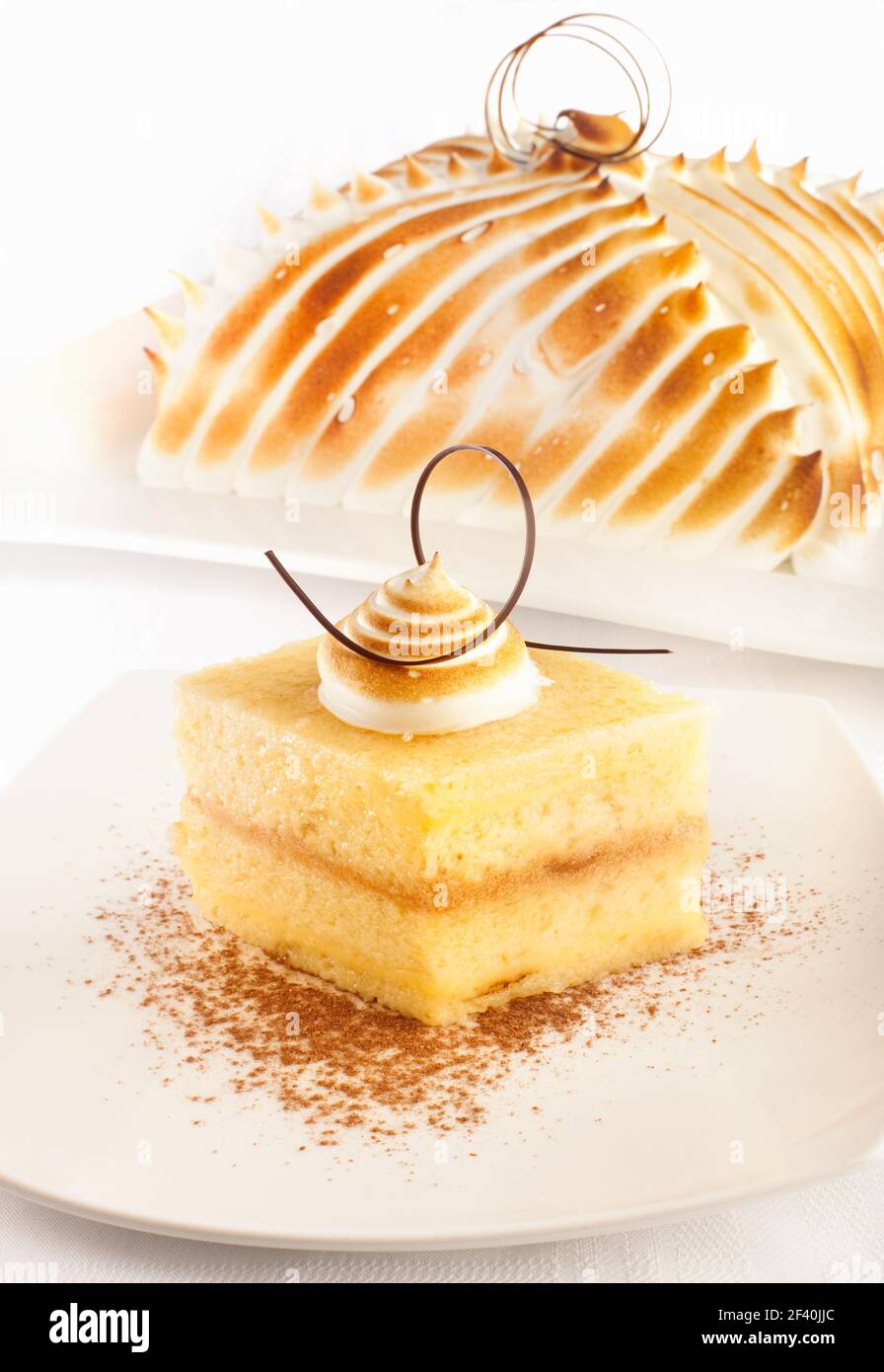 Eine Torte sehr beliebt in Lateinamerika bekannt als Torta de tres leches, spanisch für drei Milchkuchen. Stockfoto