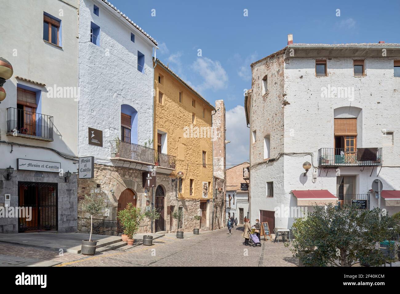 Schlossstraße in der historischen Altstadt der Stadt Sagunto in der Provinz Valencia, Spanien, Europa Stockfoto