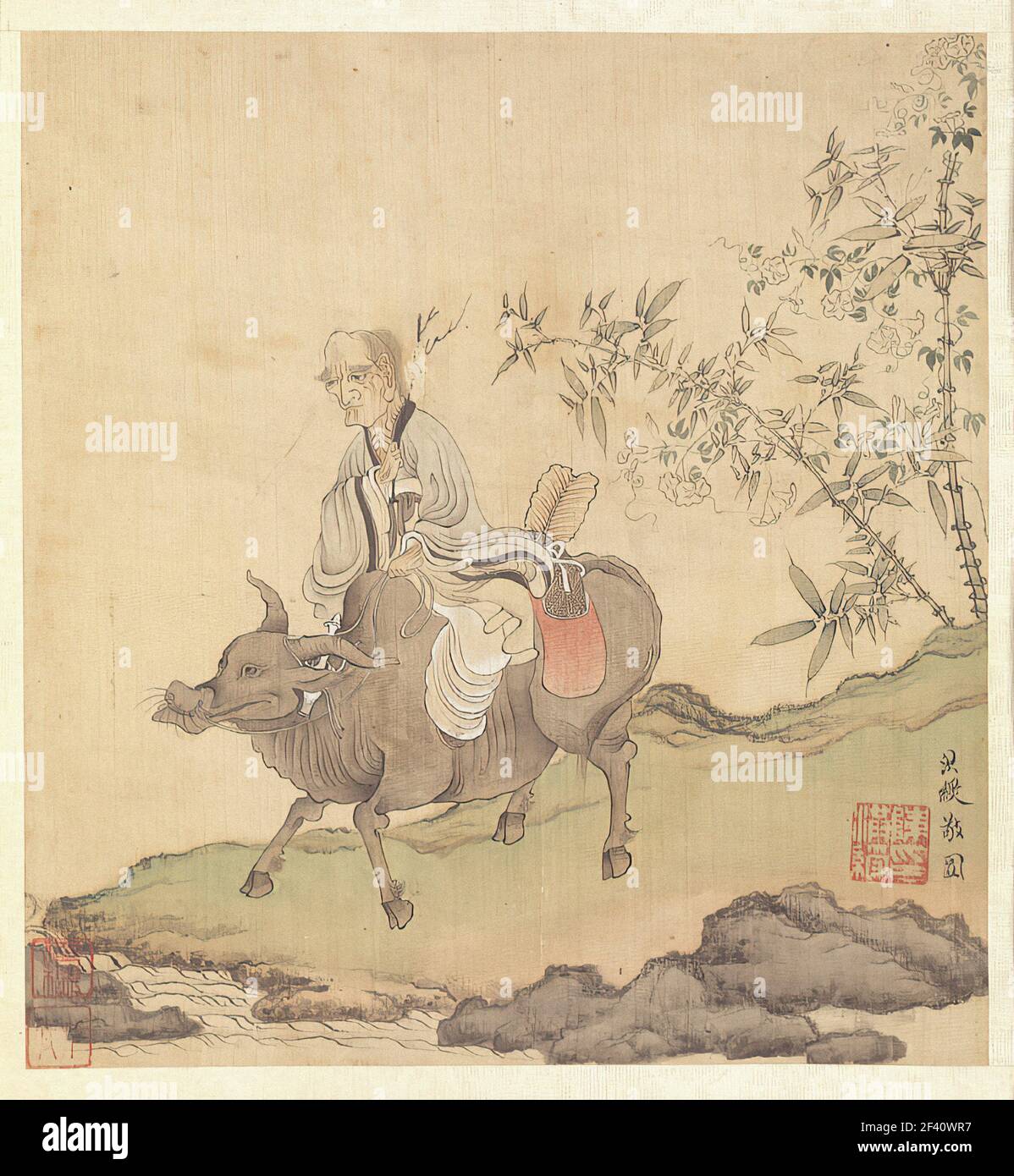 Chen Hongshou - Lao Tzu auf einem Ochsen Stockfoto