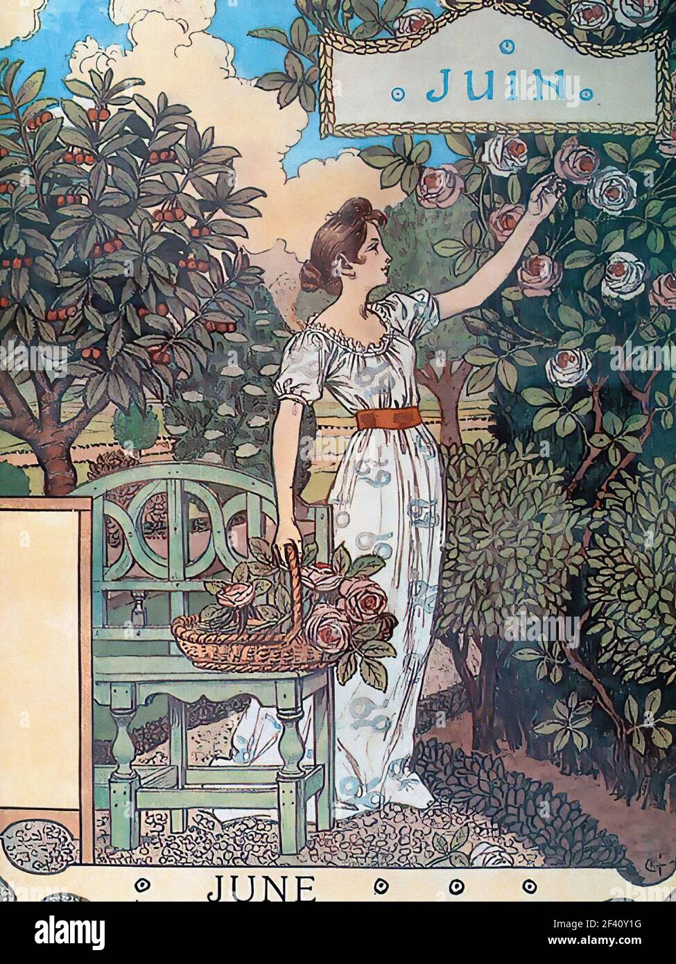 Eugene Grasset - L Belle Jardiniere Juni 1896 Stockfoto