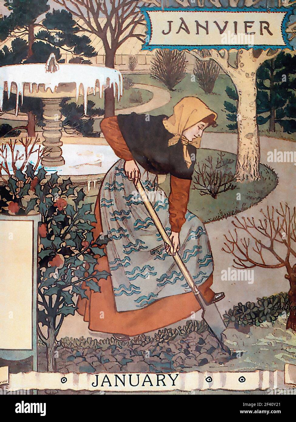 Eugene Grasset - L Belle Jardiniere Januar 1896 Stockfoto