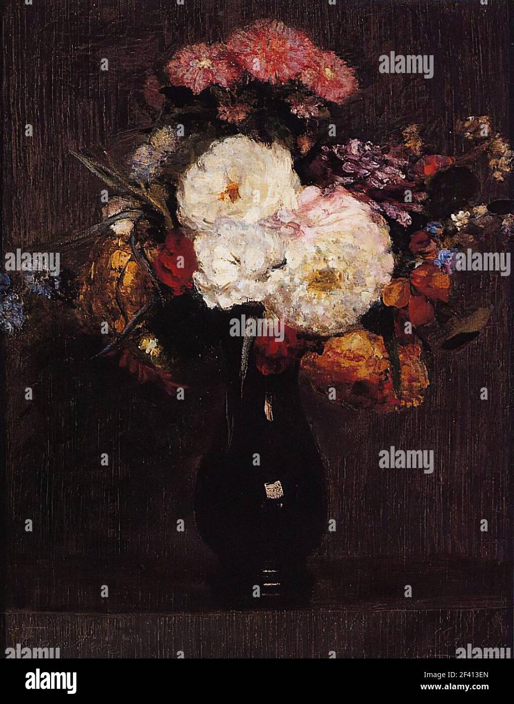 Henri Fantin-Latour - Dahlias Queens Daisies Roses Kornblumen 1861 Stockfoto