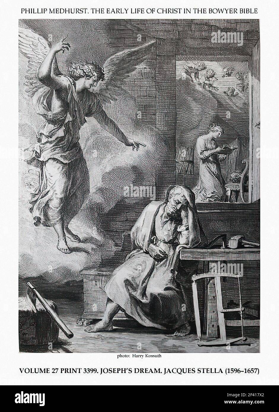 Jacques Stella - Early Life Christ Bowyer Bible Drucken 9 21 Traum Saint Joseph Stockfoto