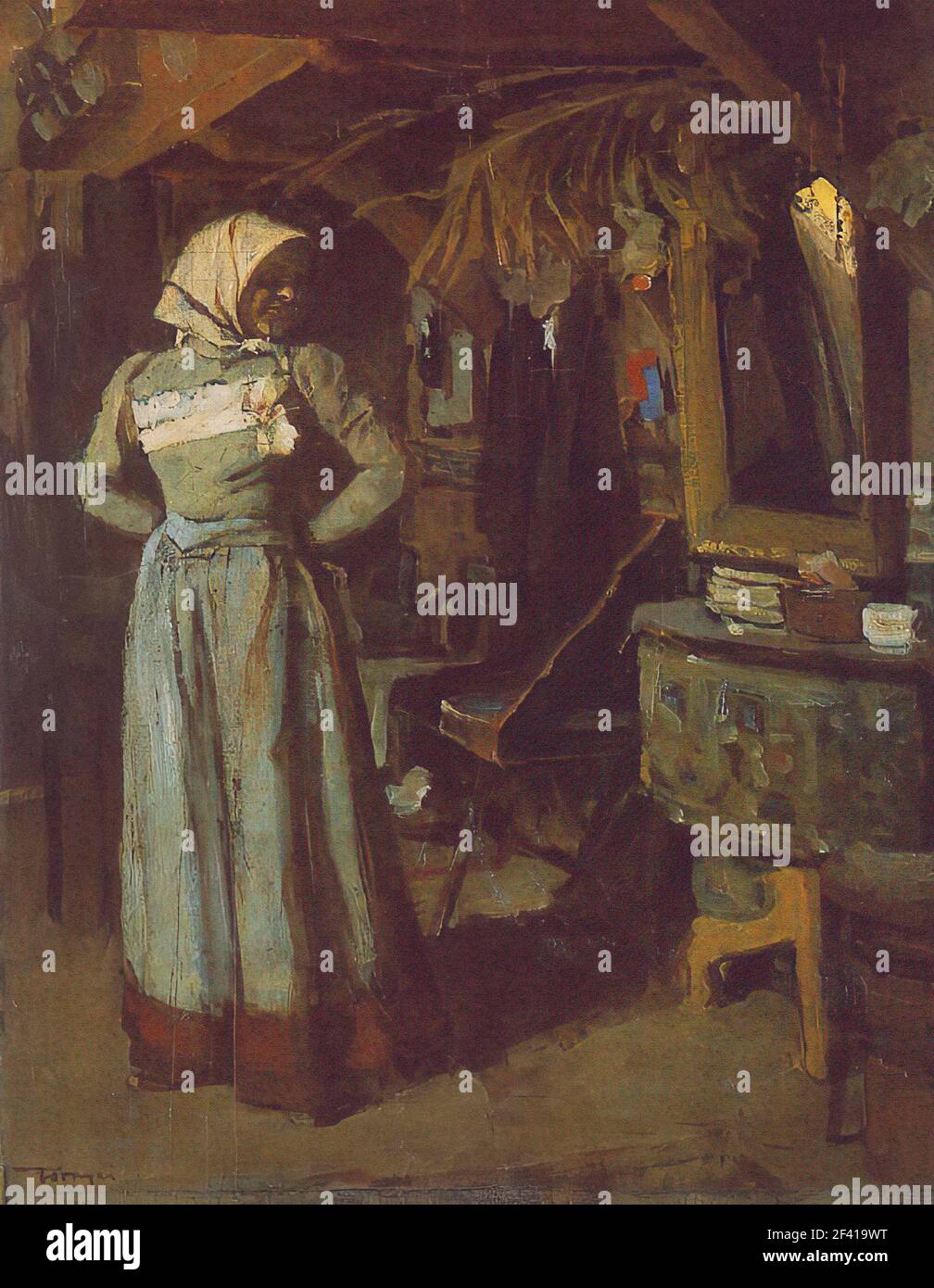János Tornyai - Junge Frau Atelier 1904 Stockfoto