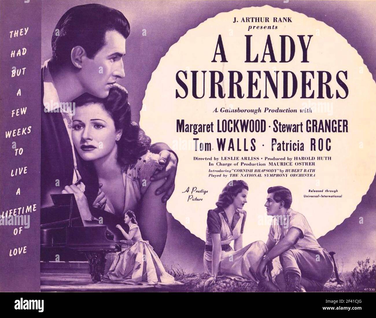 A LADY SURRENSES aka Love Story 1944 Universal Pictures Film Mit Margaret Lockwood und Stewart Granger Stockfoto