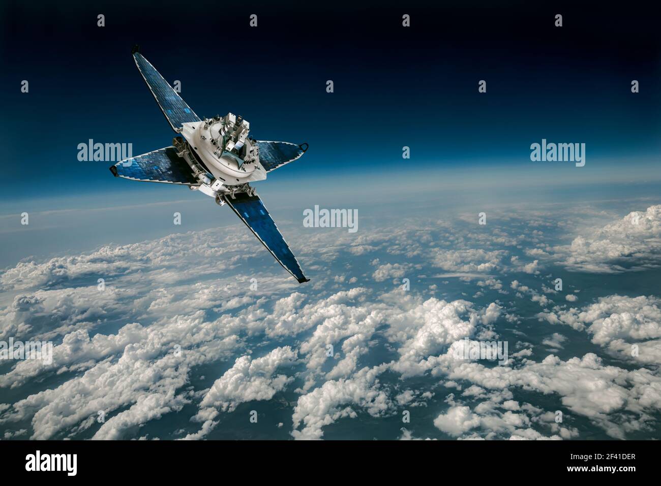 Raum-Satelliten die Erde umkreisen. Elemente des Bildes von der NASA eingerichtet. Stockfoto