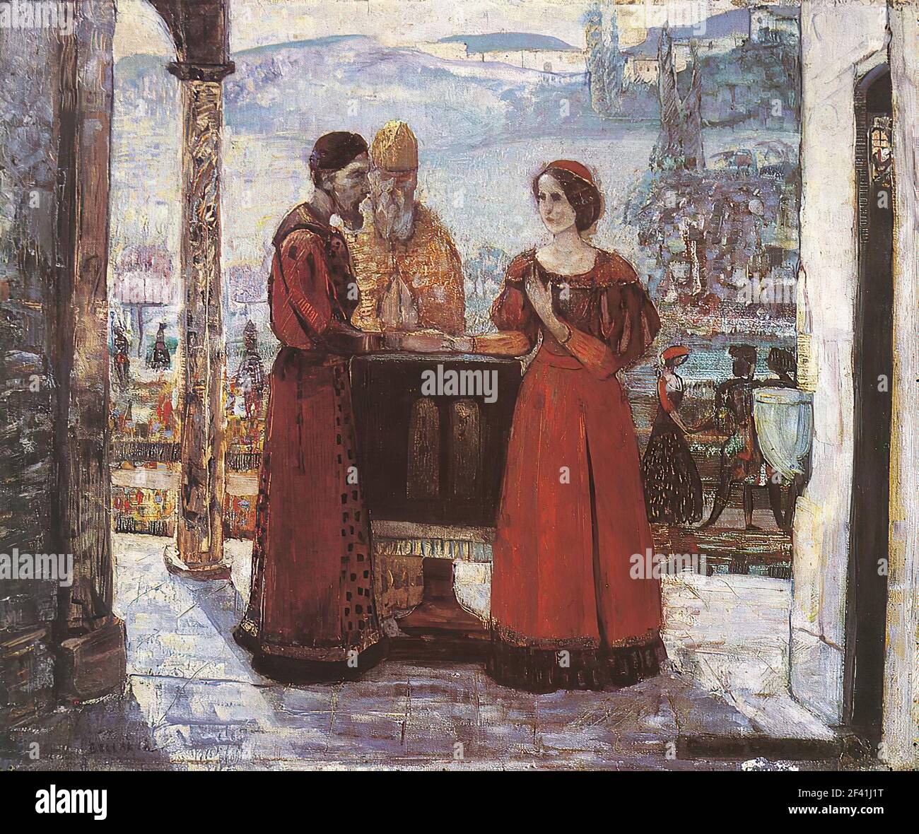 Lajos Gulacsy - Verlobung Mary 1903 Stockfoto
