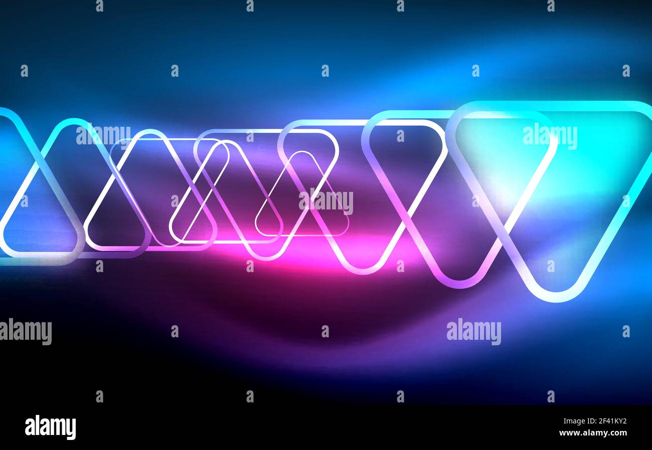 Glühende vektor Dreieck geometrische Formen in den dunklen Raum. Glühende vektor Dreieck geometrische Form in dunklen Räumen. Vektor Zusammenfassung Hintergrund Stock Vektor