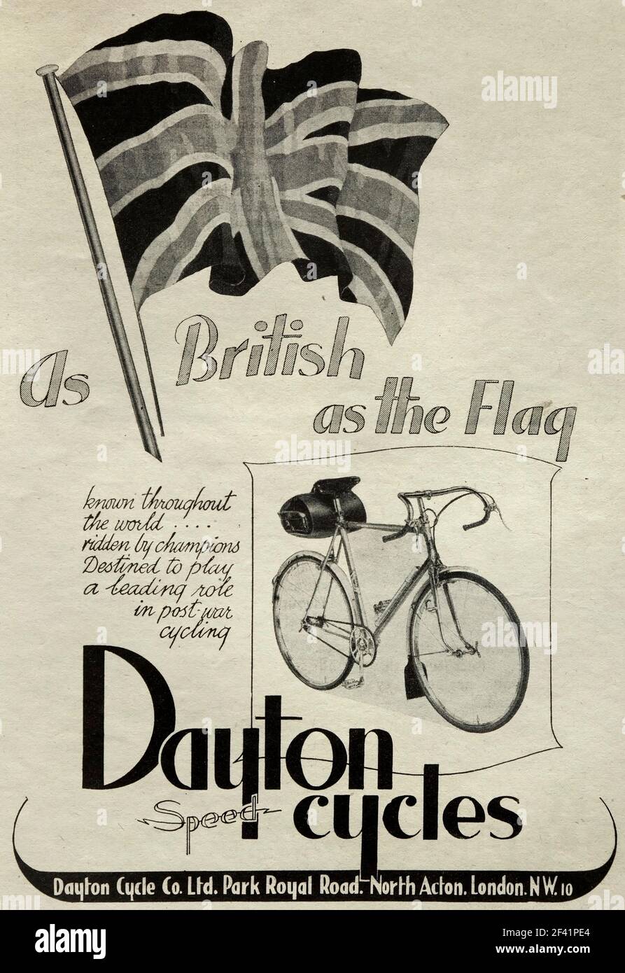 Werbung für britische Dayton-Fahrräder im Jahr 1942. Stockfoto