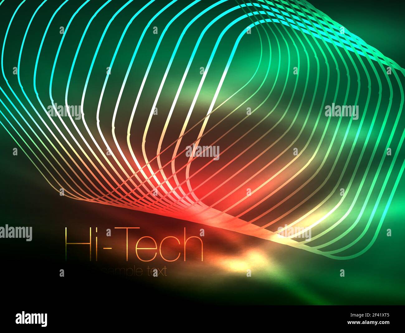 Neon leuchtenden Umriss Plätze in Dunkel. Neon leuchtenden Umriss Quadrate in dunklen, glänzenden Licht magische Wirkung, geometrische minimal Vorlage. Vector Illustration Stock Vektor