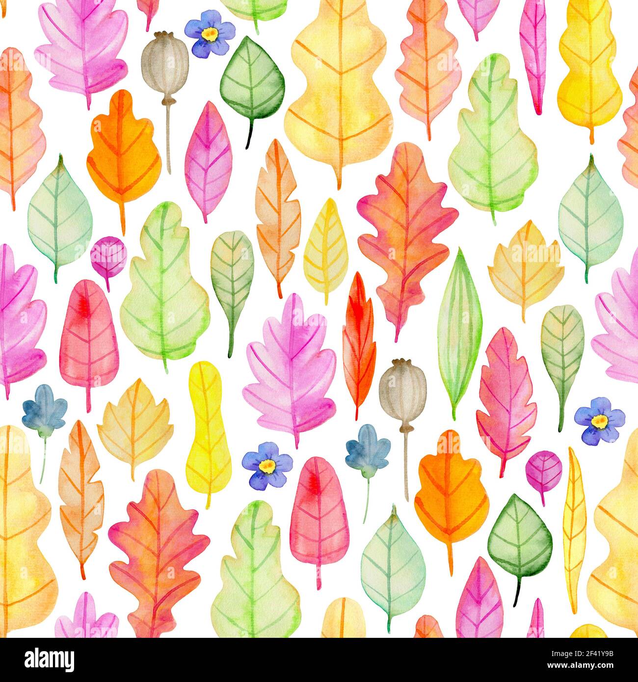 Aquarell Herbst Blumen nahtlose Muster mit Blumen und Blätter. Natur Hintergrund Stockfoto