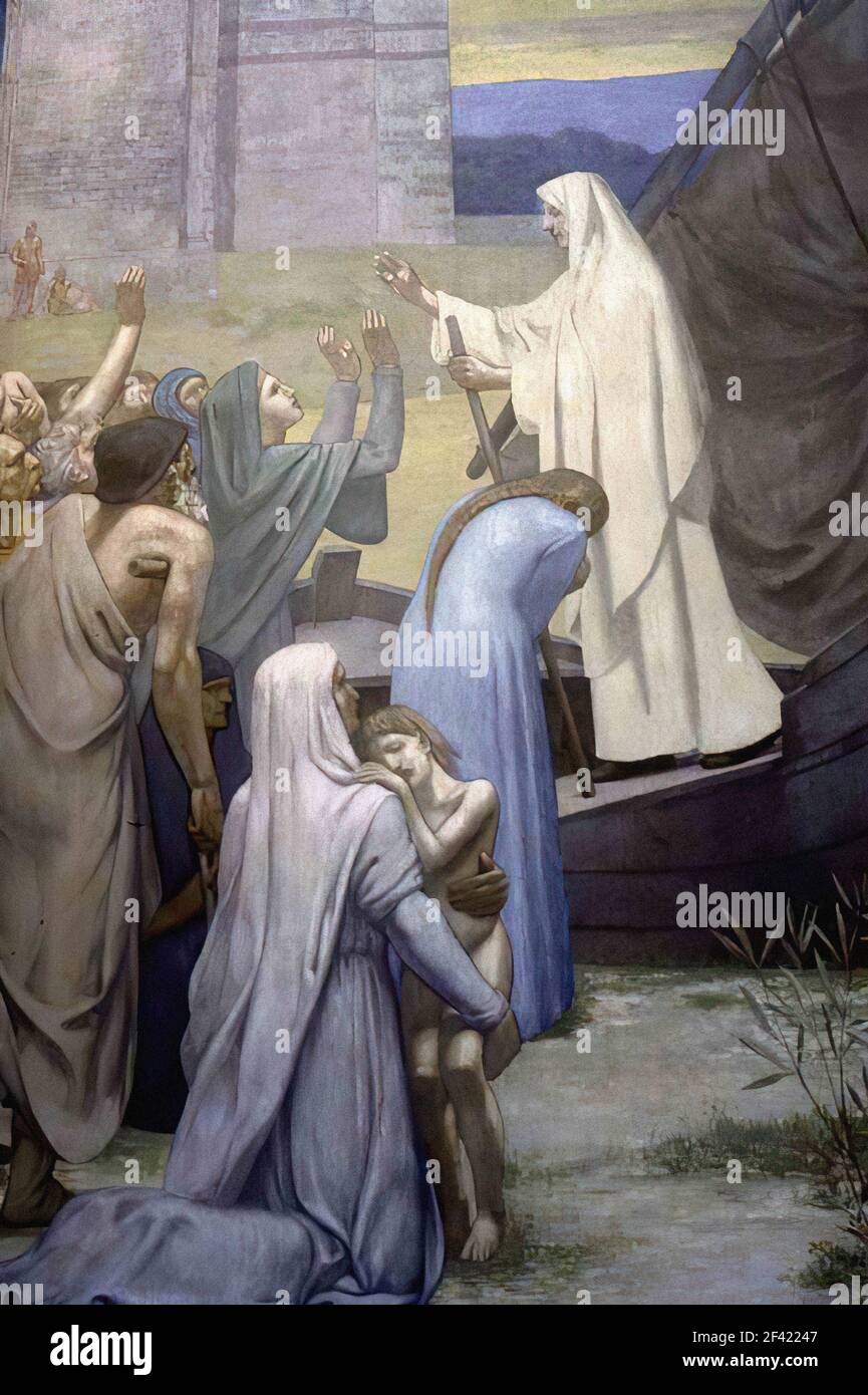 Pierre Puvis de Chavannes - St. Genevieve Bringing Supplies City Paris Nach Belagerung Stockfoto