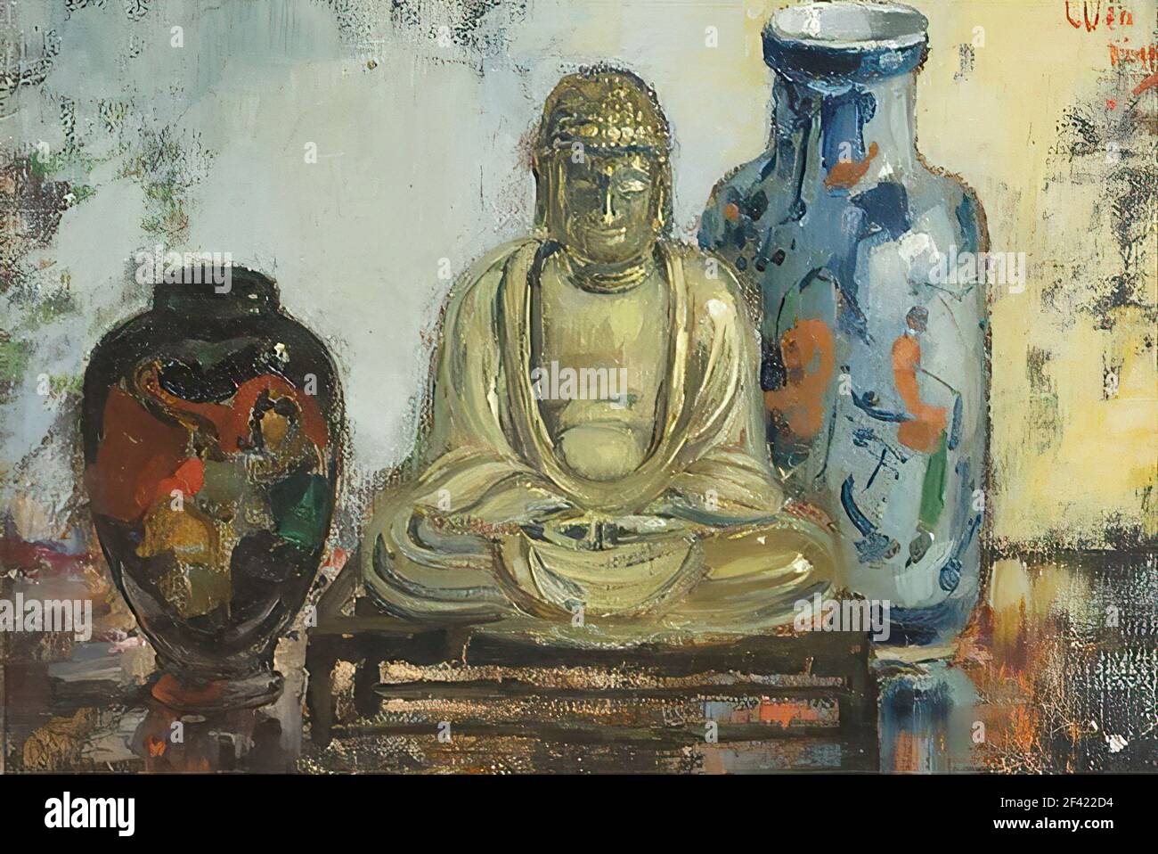 Pieter Wenning - Buddh mit zwei Vasen Stockfoto