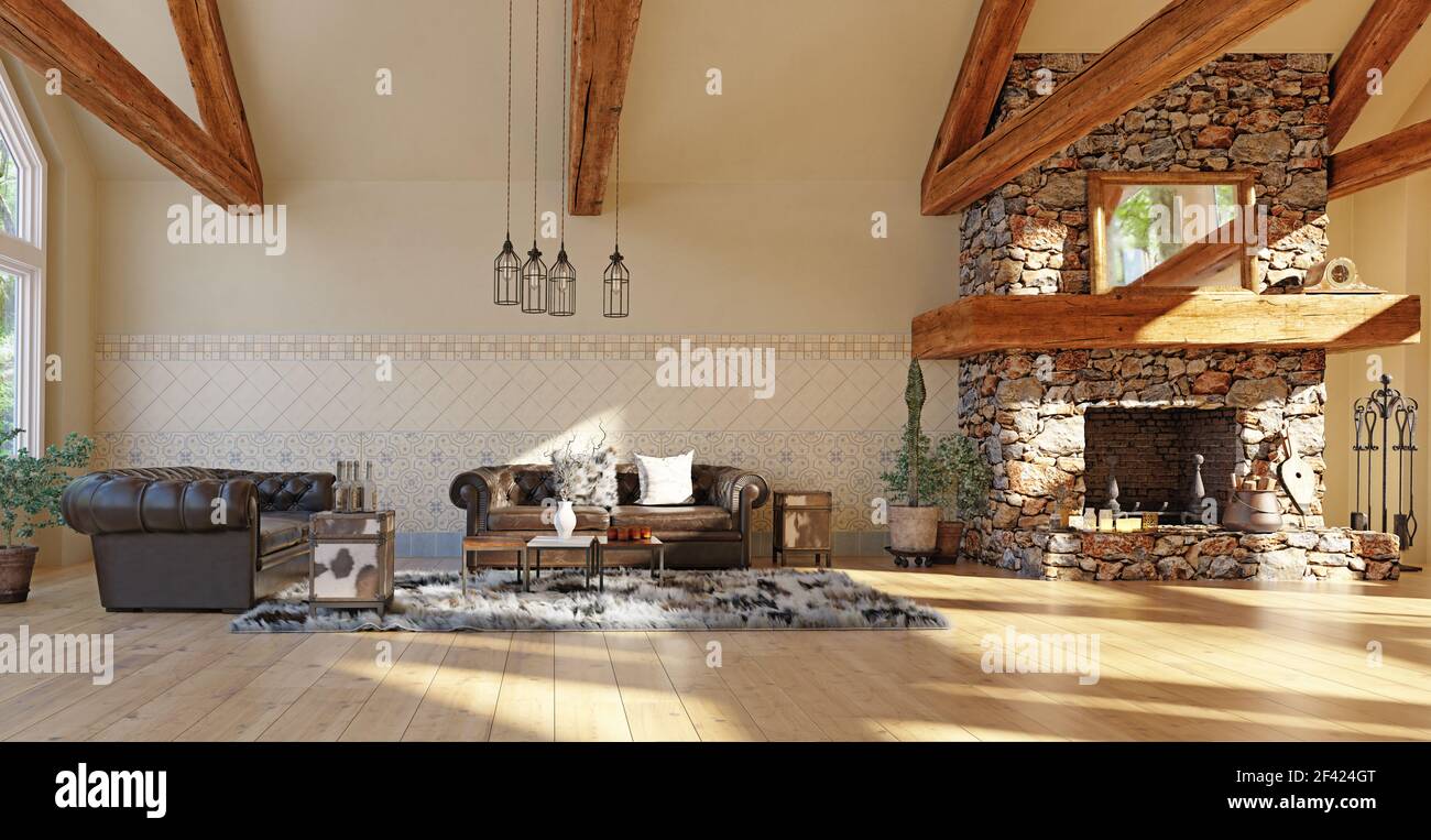 Moderner Luxus haus Interieur. 3D-rendering Design Stockfoto