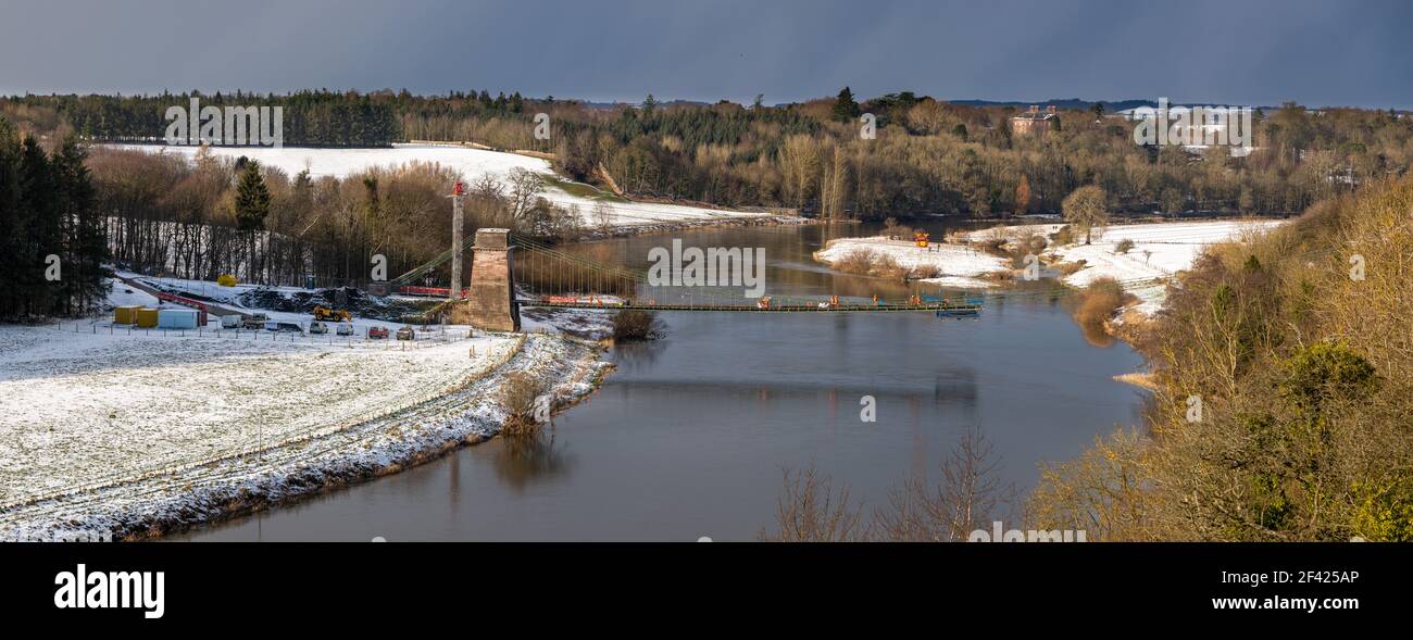 Die Union Chain Bridge, die England und Schottland über den Fluss Tweed verbindet, wurde 1820 von Spencer Engineering renoviert. Stockfoto