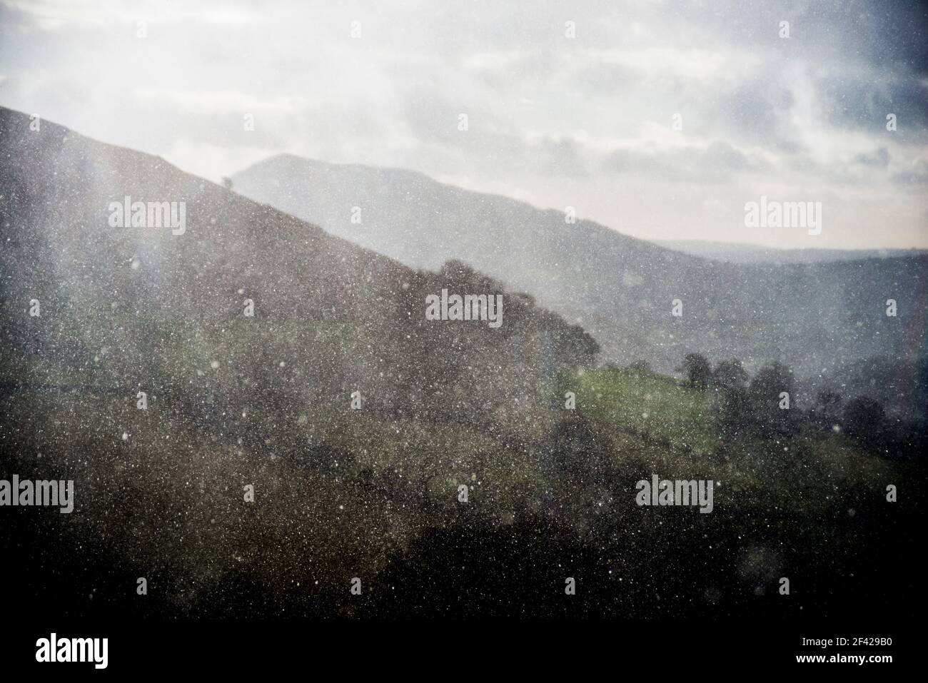 Schneeschauer in Black Mountains. Stockfoto