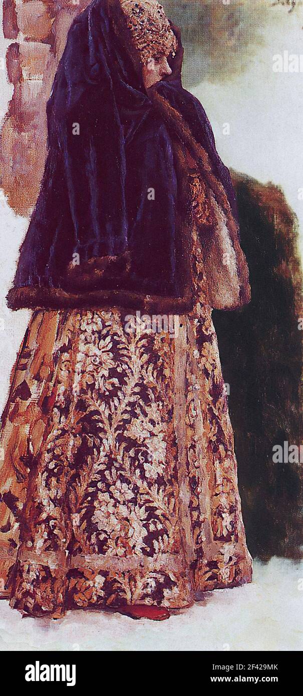 Vasily Surikov - Junge Dame mit violettdem Mantel C 1886 Stockfoto
