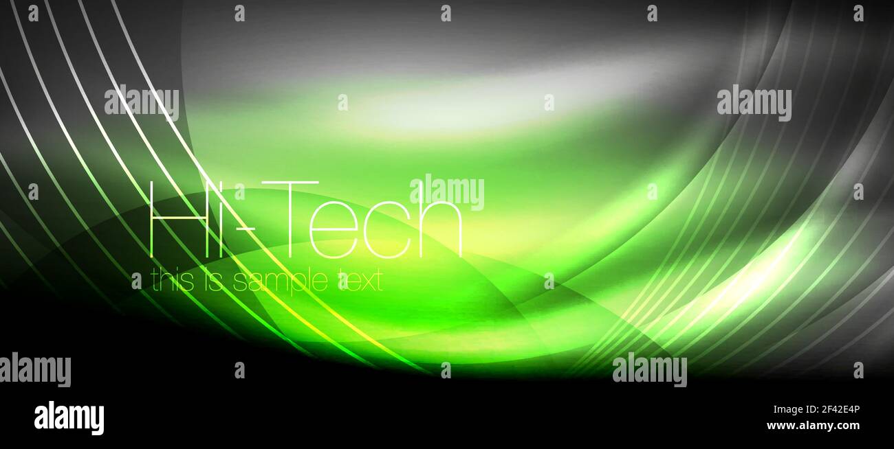 Glänzend Lichteffekt neon leuchtenden Wellen, glänzende Lichter. Glänzend Lichteffekt neon leuchtenden Wellen, glänzende Lichter. Digitale techno futuristische Abstract Background, Vector Illustration Stock Vektor