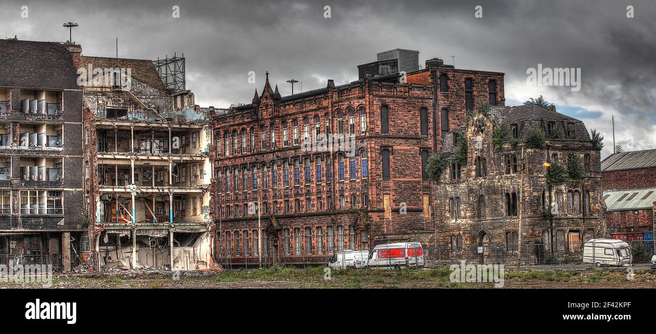 Industrielle Entgleisung und Gentrifizierung in Glasgow. Stockfoto