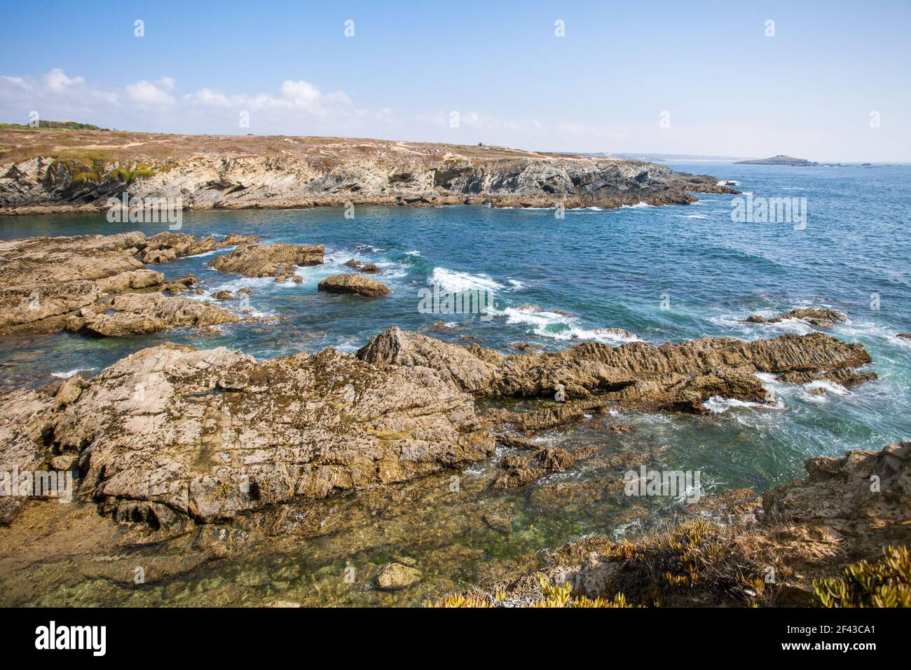 Die Küste bei Porto Covo in Alentejo an der Atlantikküste, Portugal. Stockfoto