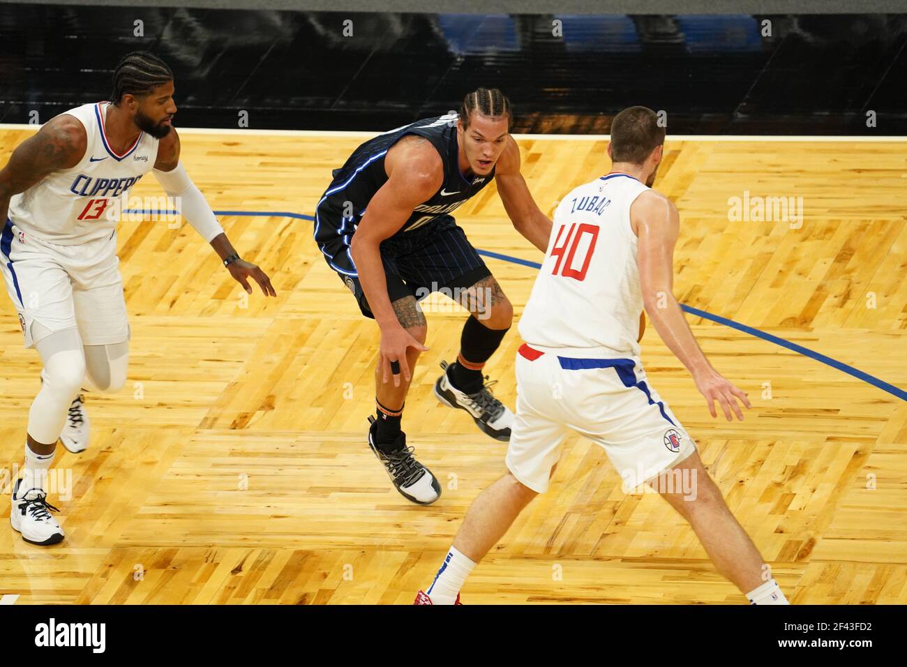 Orlando, Florida, USA, 29. Januar 2021, Los Angeles Clippers Gesicht der Orlando Magie im Amway Center (Foto: Marty Jean-Louis) Stockfoto