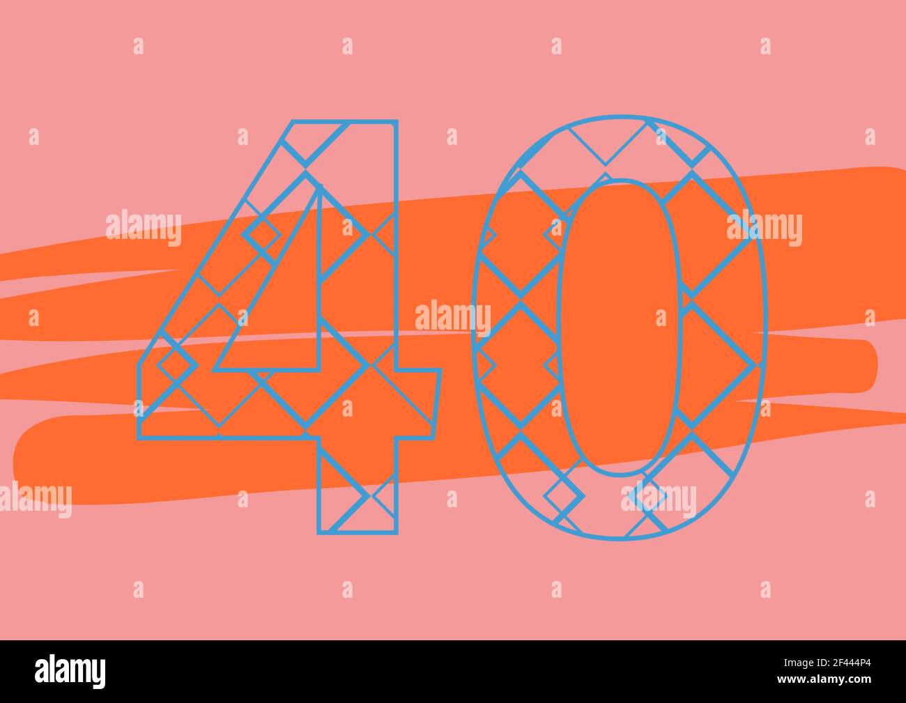 Digital erzeugtes Bild von 21 Nummer gegen orangene Pinselfarbe Kontur auf rosa Hintergrund Stockfoto