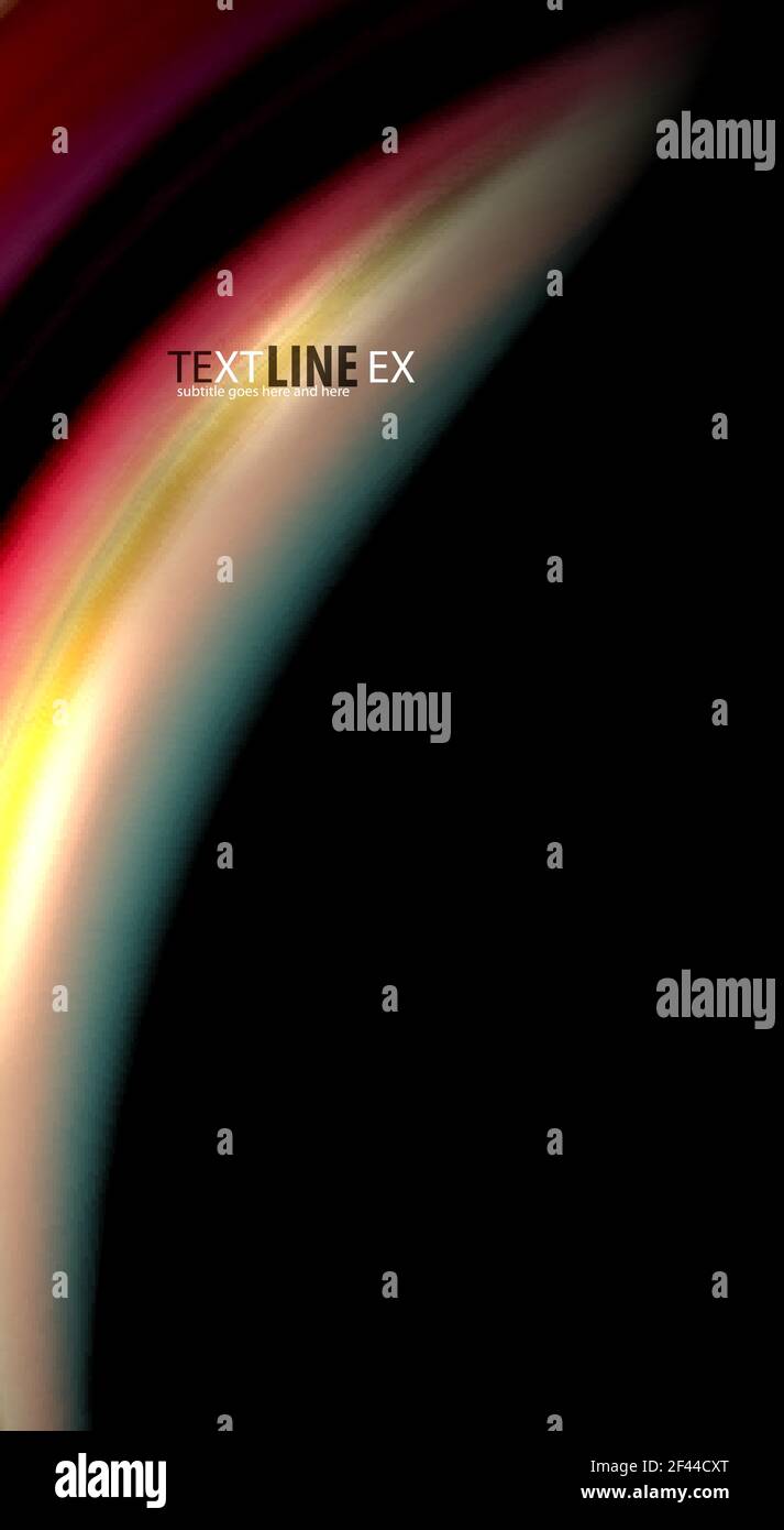 Abstrakte Wellenlinien fließende Regenbogen-Stil Farbstreifen auf schwarzem Hintergrund. Künstlerische Illustration für Präsentation, App Wallpaper, Banner oder Poster. Abstrakte Wellenlinien fließende Regenbogen-Stil Farbstreifen auf schwarzem Hintergrund. Vektor künstlerische Illustration für Präsentation, App Wallpaper, Banner oder Poster Stock Vektor